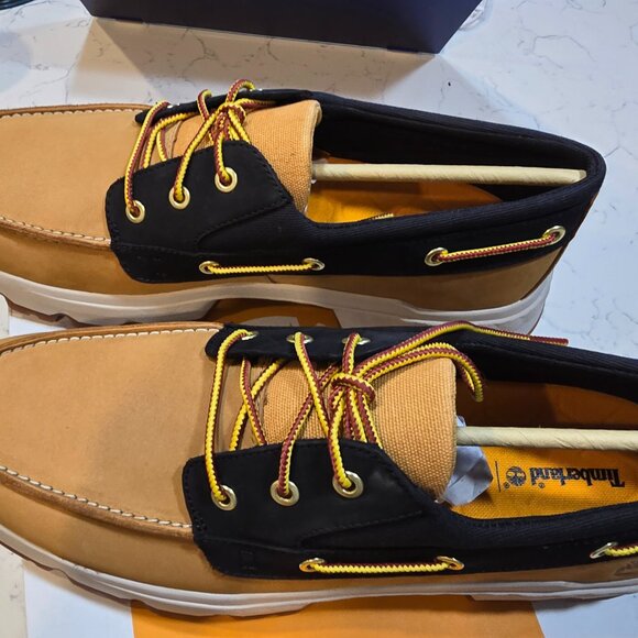Timberland Authentic Boat Shoe Mens 12 NUBUCK OXFORD WHEAT BLACK NEW TB0A2AK5231 - Picture 2 of 10